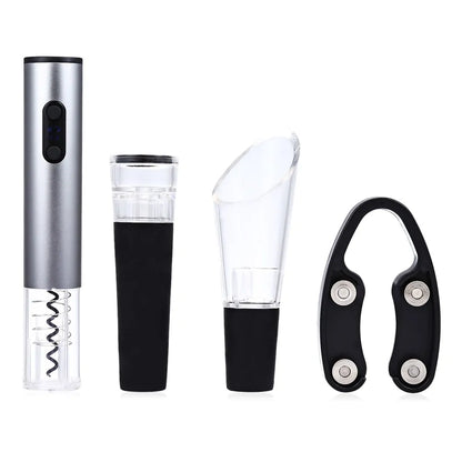 Hold n' Press Electric Wine Bottle Opener Set with Foil Cutter, Vacuum Stopper, and Pourer