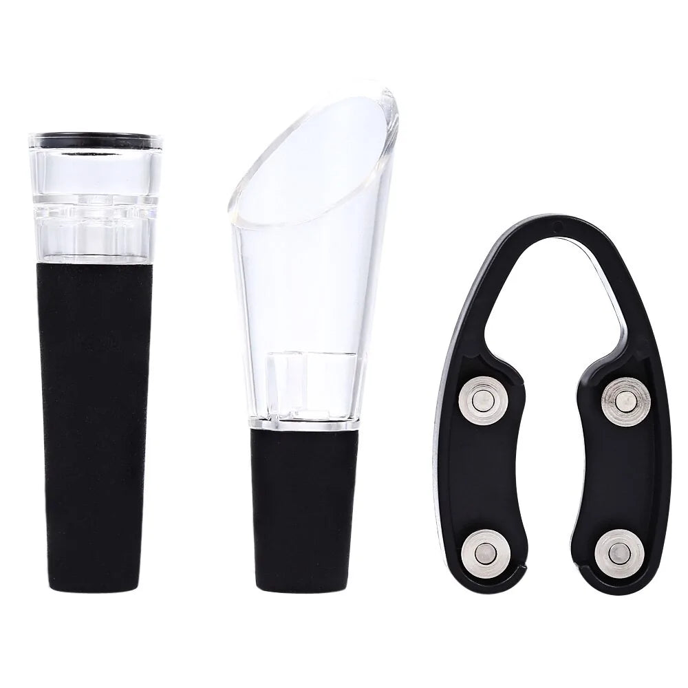 Hold n' Press Electric Wine Bottle Opener Set with Foil Cutter, Vacuum Stopper, and Pourer